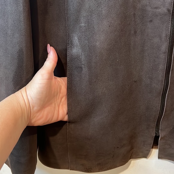 Mens B.Giotti  Chocolate Suede with leather trim Zip Front Jacket - Picture 3 of 9